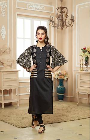 Enhance Your Beauty Wearing This Designer Readymade Kurti In Black Color Fabricated On Cotton Beautified With Prints And Embroidery All Over. It Is Available In All Regular Sizes. Buy This Readymade Kurti Now.