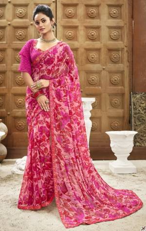Exclusive and Latest Designer Floral Work Chiffon Saree