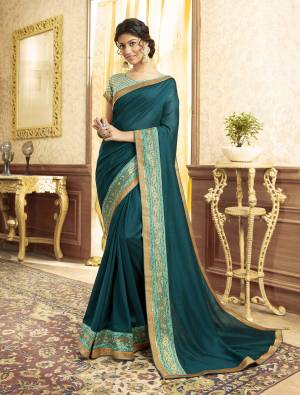 Beautiful Designer Sea Green Chanderi Silk Saree with Brocade Blouse Piece