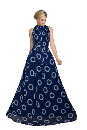 Exclusive Designer Blue Georgette Printed Readymade Western Gown