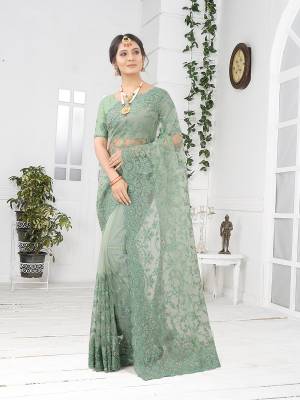 Exclusive Heavy Reshan and Stone work Designer Saree with Blouse Piece