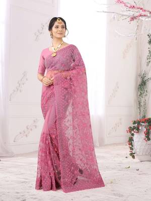 Exclusive Heavy Reshan and Stone work Designer Saree with Blouse Piece