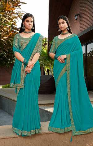Latest Designer Vichitra Weaving with Latkan work Saree with Blouse 