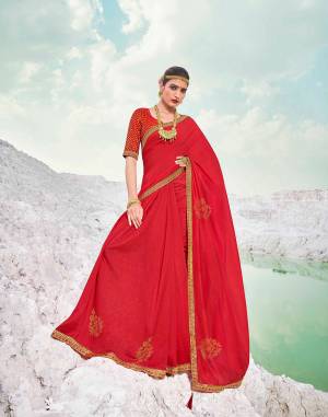 Best Designer Vichitra Lace with Siroski work Saree with Blouse