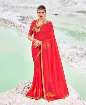Best Designer Vichitra Lace with Siroski work Saree with Blouse