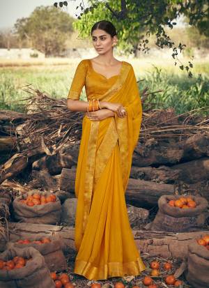 Beautiful Designer Chiffon Weaving with Lace work Saree with Blouse