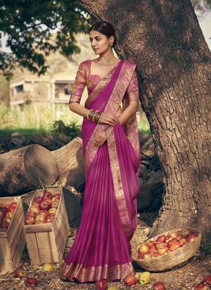 Beautiful Designer Chiffon Weaving with Lace work Saree with Blouse