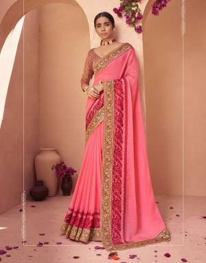 Beautiful Designer Chiffon Weaving with Lace work Saree with Blouse