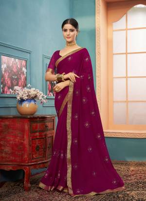 Latest Designer Georgette Thread Embroidery with Lace work Saree with Blouse