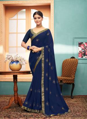 Latest Designer Georgette Thread Embroidery with Lace work Saree with Blouse