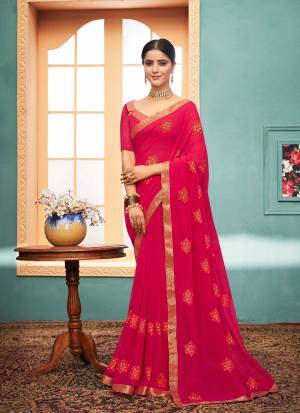 Latest Designer Georgette Thread Embroidery with Lace work Saree with Blouse