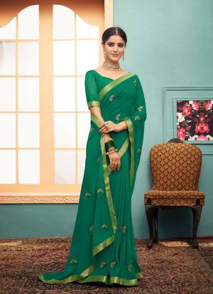 Latest Designer Georgette Thread Embroidery with Lace work Saree with Blouse