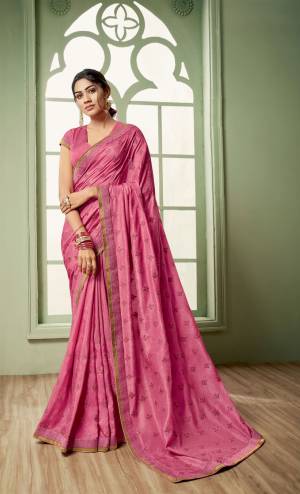 Latest Purple Dola Silk Thread Embroidery with Lace Work Saree