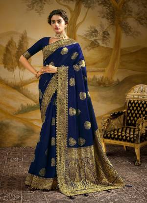 Exclusive Blue Art Silk Weaving Jacquard Saree with Blouse