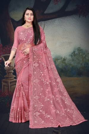 Beautiful Designer Net Heavy Embroidery Saree with Blouse