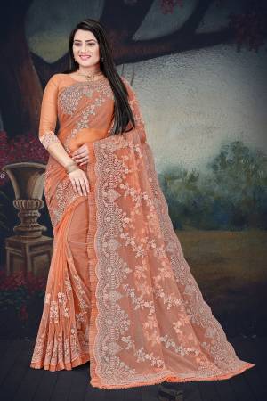 Beautiful Designer Net Heavy Embroidery Saree with Blouse