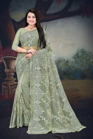 Beautiful Designer Net Heavy Embroidery Saree with Blouse