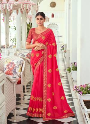 New & Latest Designer Vichitra Thread Embroidery Lace Work Saree with Blouse