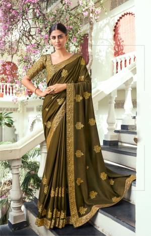 New & Latest Designer Vichitra Thread Embroidery Lace Work Saree with Blouse