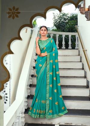 New & Latest Designer Vichitra Thread Embroidery Lace Work Saree with Blouse