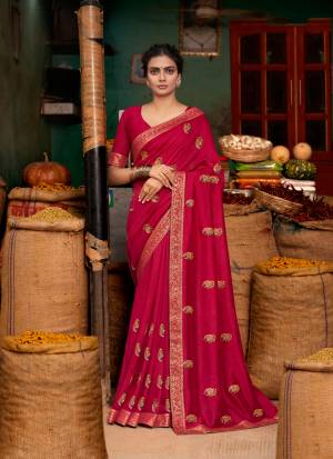 Exclusive Designer Vichitra Thread Embroidery Lace Work Saree with Blouse