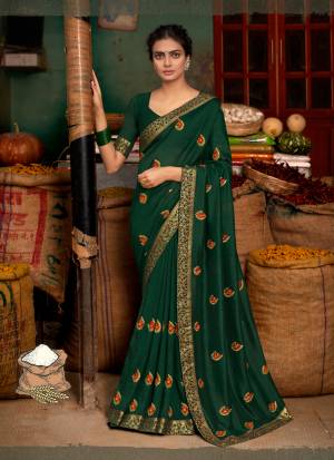 Exclusive Designer Vichitra Thread Embroidery Lace Work Saree with Blouse