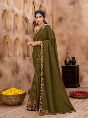 Exclusive Designer Vichitra Thread Embroidery Lace Work Saree with Blouse