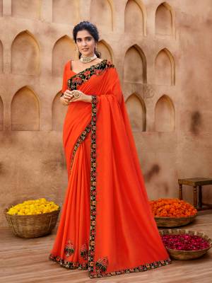 Exclusive Designer Vichitra Thread Embroidery Lace Work Saree with Blouse