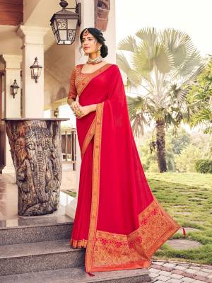 Beautiful Designer Vichitra Weaving with Lace Work Saree