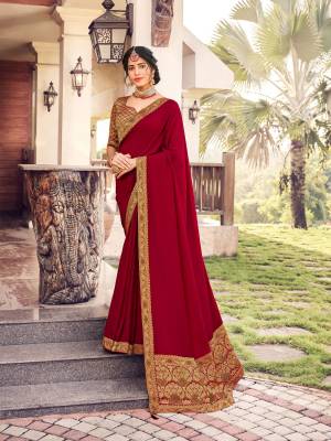 Beautiful Designer Vichitra Weaving with Lace Work Saree