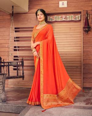 Beautiful Designer Vichitra Weaving with Lace Work Saree