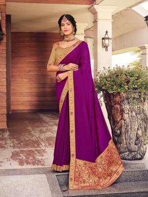 Beautiful Designer Vichitra Weaving with Lace Work Saree