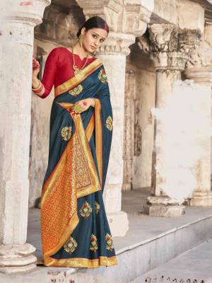 Best Dola Silk Weaving, Siroski with Lace Work Saree with Blouse