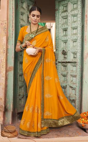 Beautiful Designer Vichitra Thread Embroidery with Lace Work Saree