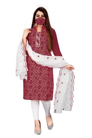 Beautiful Designer Printed Salab Cotton Suit with Embroidery Work Dupatta