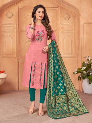 Beautiful Designer Handloom Slab Embroidery Salwar Suit