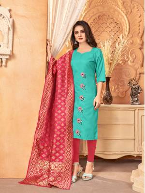 Beautiful Designer Handloom Slab Embroidery Salwar Suit