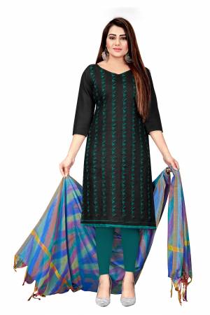 Beautiful Designer Slub Cotton Embroidery Salwar Suit