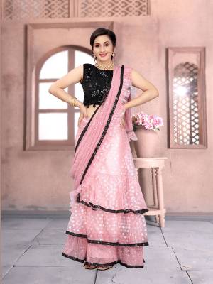 Designer Sequence Embroidery work with Sequence Border Readymade Saree with Blouse