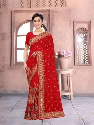 Designer Heavy Jari Embroidery Work Saree with Blouse