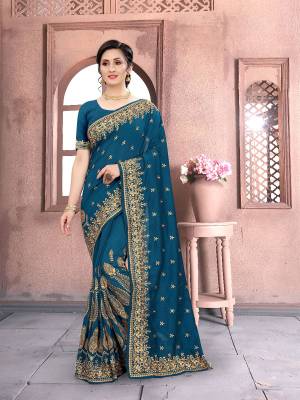 Designer Heavy Jari Embroidery Work Saree with Blouse