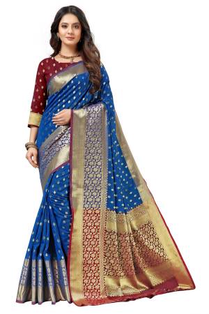 Beautiful Weaving with Rich Pallu & Weaving  Border Saree