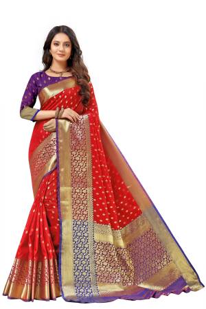 Beautiful Weaving with Rich Pallu & Weaving  Border Saree