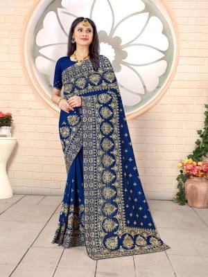 Designer Heavy Jari Embroidery Work with Heavy Stone Work Blouse Saree