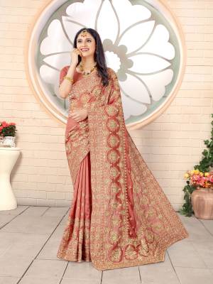 Designer Heavy Jari Embroidery Work with Heavy Stone Work Blouse Saree