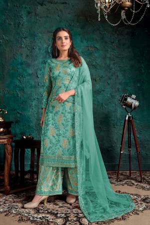Beautiful Floral Embroidery Soft Silk Suit with Plazzo Bottom