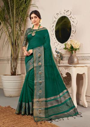 Beautiful Weaving  with Small Tassels Chanderi Cotton Saree with Blouse