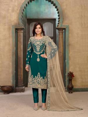 Beautiful Heavy Embroidery with Lace Work Faux Georgette Salwar Suit