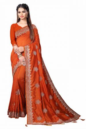 Best Designer Embroidery Vichitra Saree with Blouse