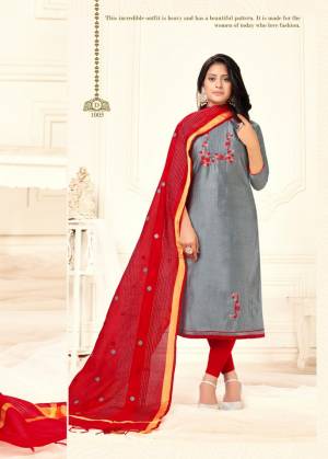 Exclusive Embroidery Slub Cotton unstitched dress material